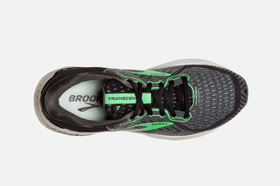 Brooks Running Shoes - Transcend 7 Road Womens - Black/Green - ZTB-605892